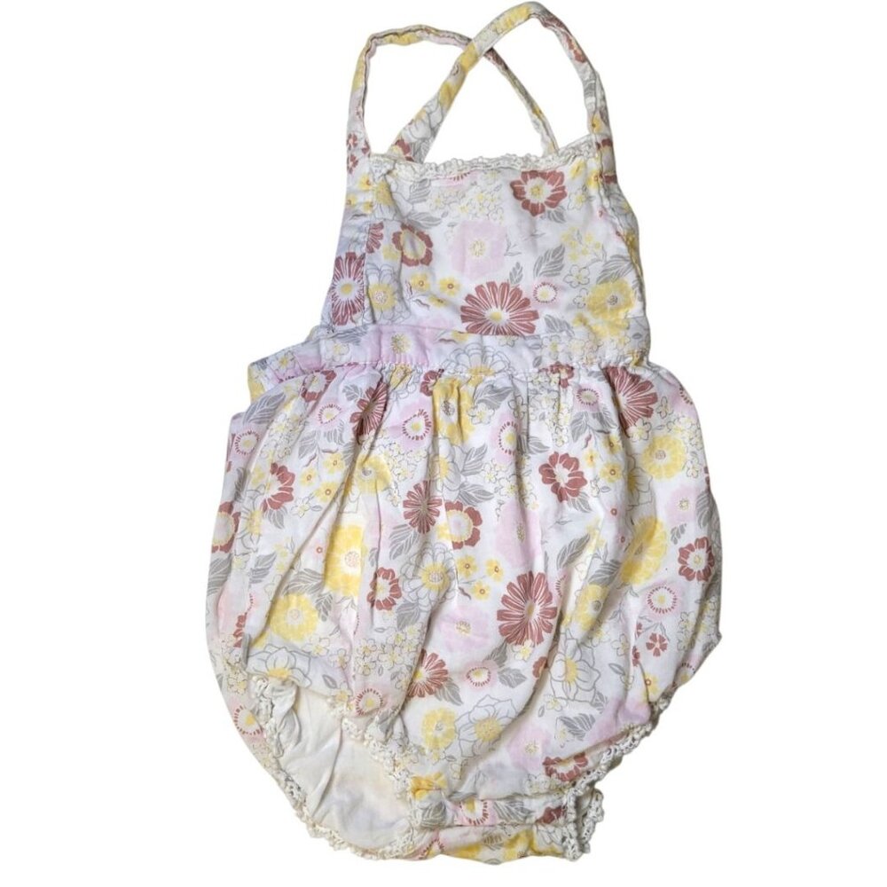 Dylan & Abby Baby One Piece Summer Wrap Straps Buttons Snaps Overalls 6-9 Months